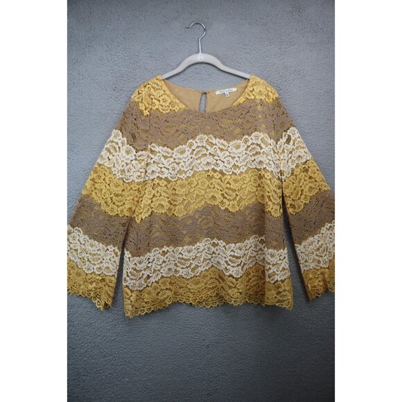 Blushing Heart All Lace Long Bell Sleeve Tunic-Sheer-Lined-Large-Cottagecore - Picture 1 of 12